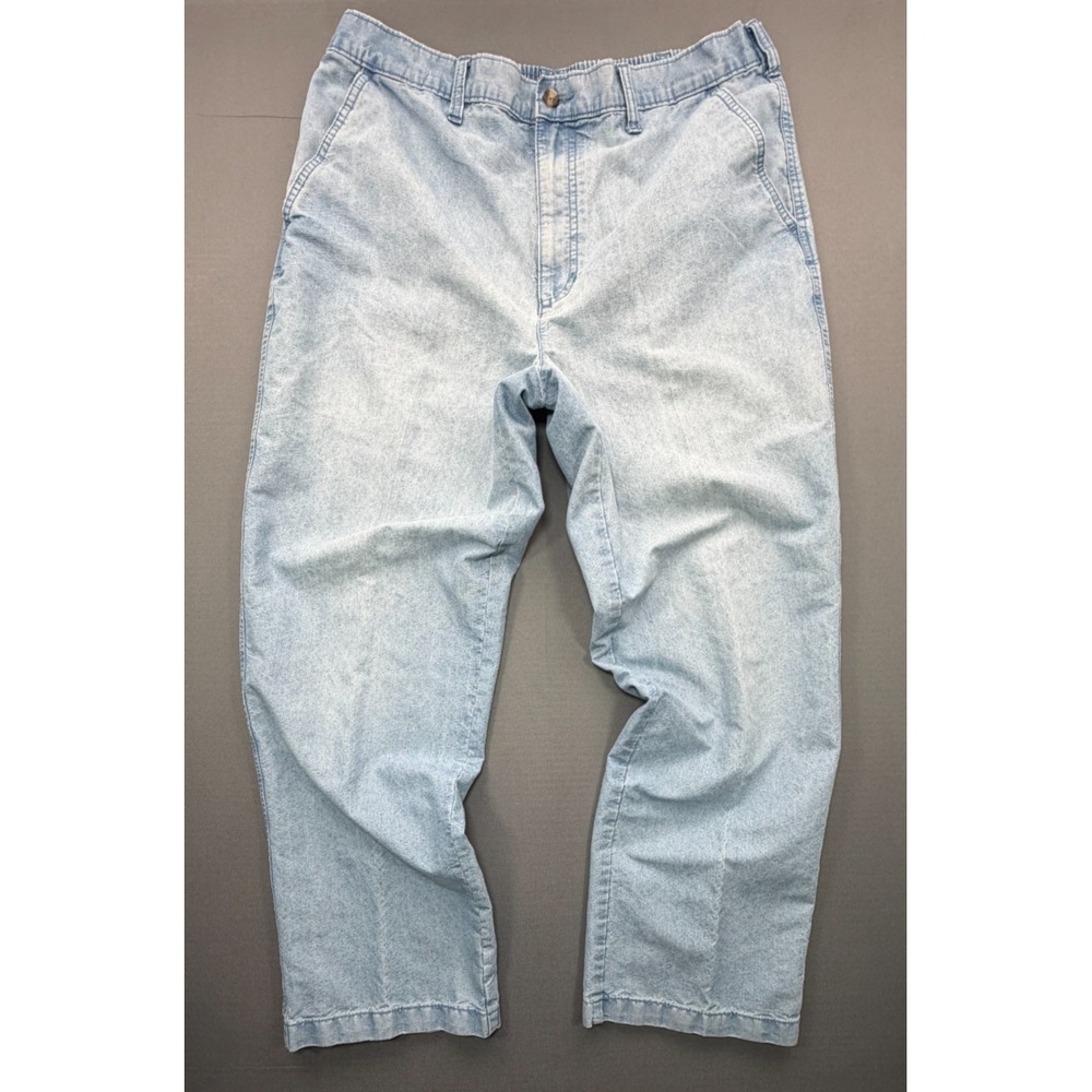 David Taylor Elastic Waist Denim Pants Light Wash Casual Blue Jeans | Mens 36x30 - Picture 9 of 13